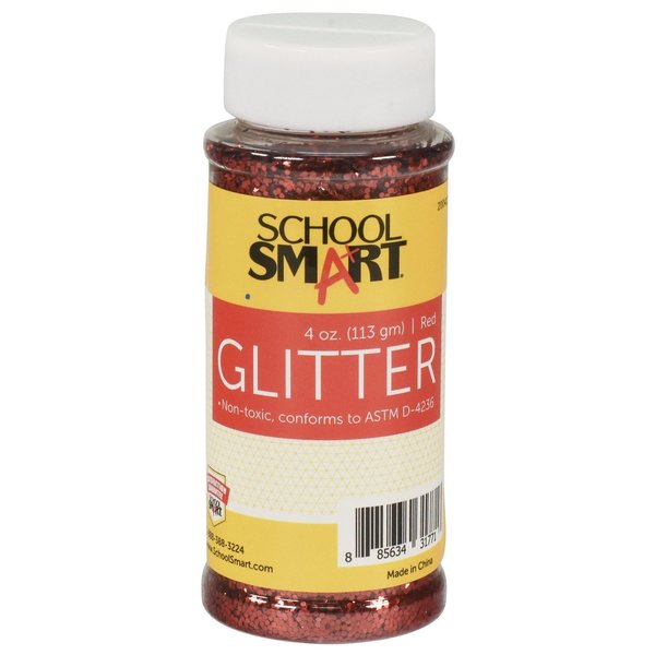 School Smart GLITTER-4 OZ RED S2004128